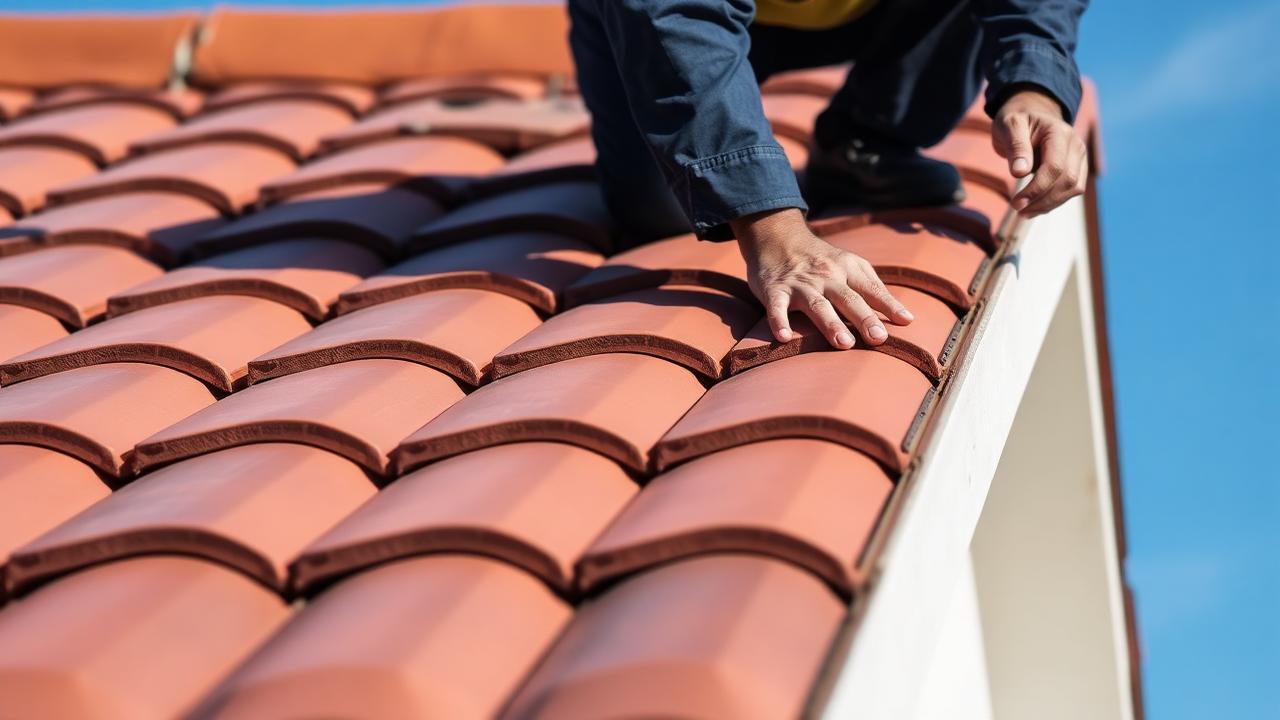 Toiture en tuiles en Île-de-France inspectée par un couvreur